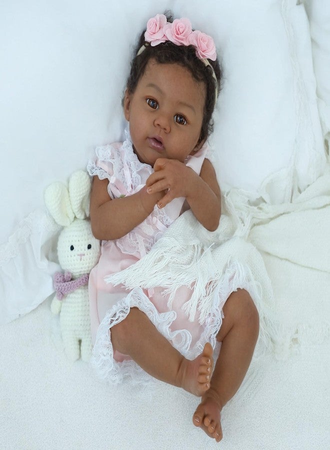 KSBD Reborn Baby Doll Black Girl - 18-Inch Realistic Lifelike African American Newborn Handmade Doll with Real Life Soft Weighted Body and Accessories - Gift for Kids Ages 3 and Up - Image 4